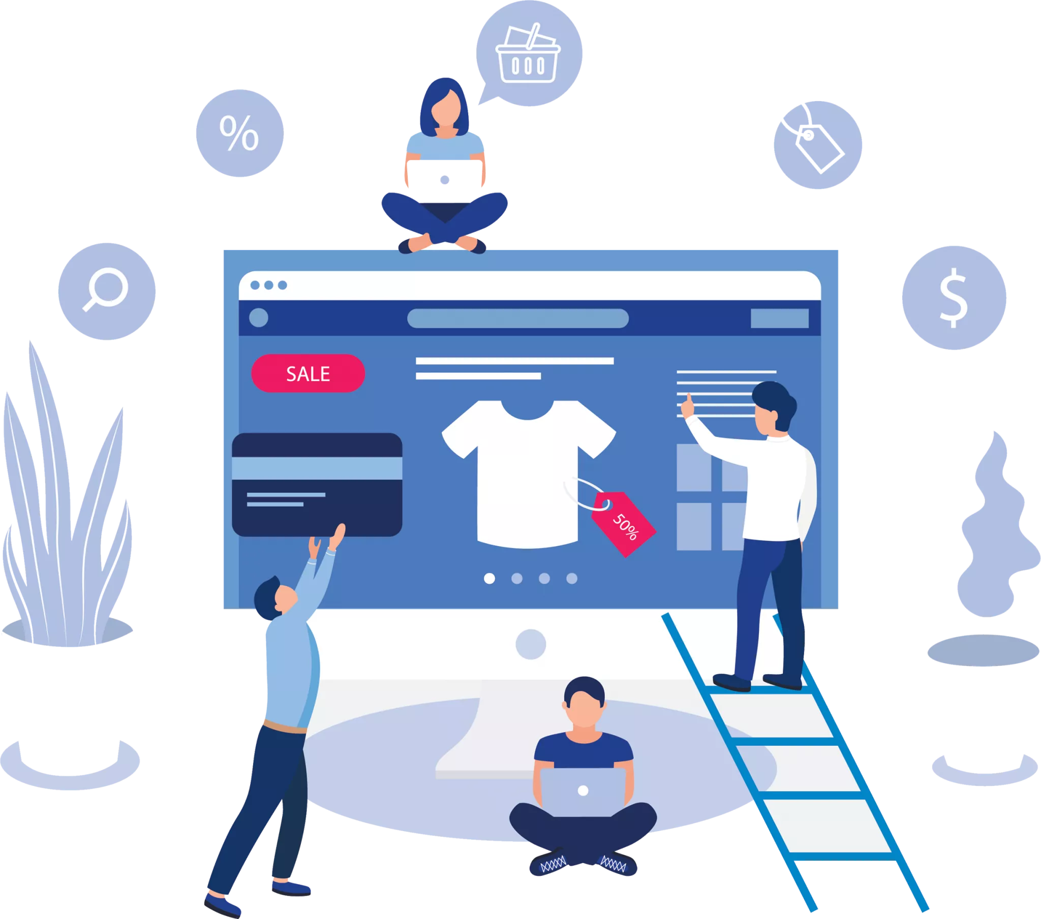 Website builders create an online e-commerce store for a business owner. If you own a business and are thinking about selling your products or services over the Internet, hire someone who has experience creating e-commerce stores.