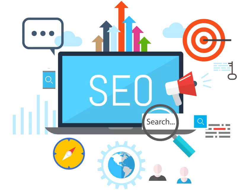 A computer with the heading SEO, search engine optimization is like having a roadmap for your website, meaning that you can attract new visitors and rank well in search engines if you choose relevant keywords on your website.